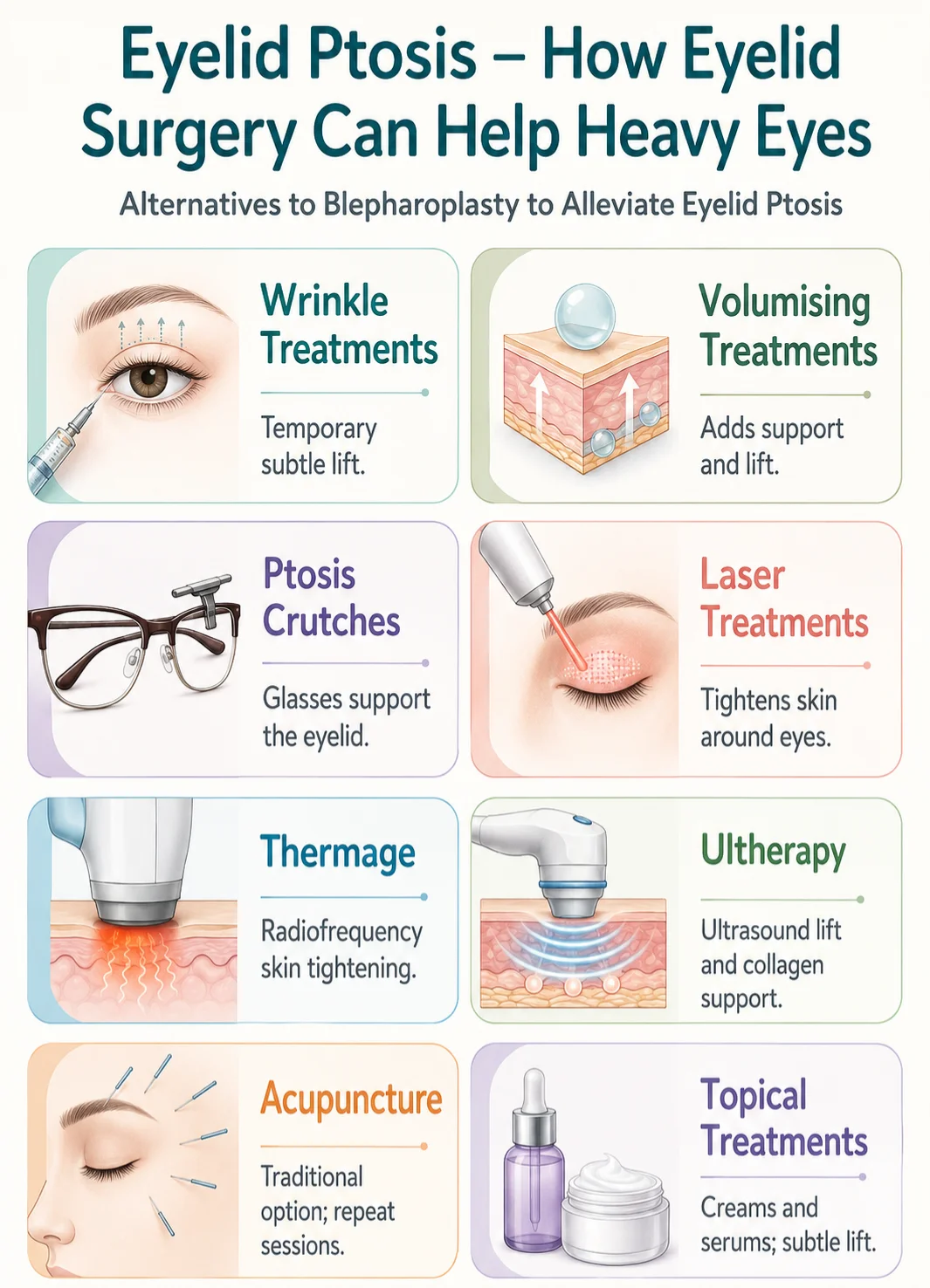 How eyelid surgery can help heavy eyes infographic image by Dr Kernohan
