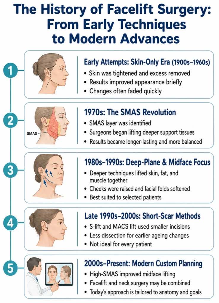 The History of Facelift Surgery From Early Techniques to Modern Advances - Infographics Image