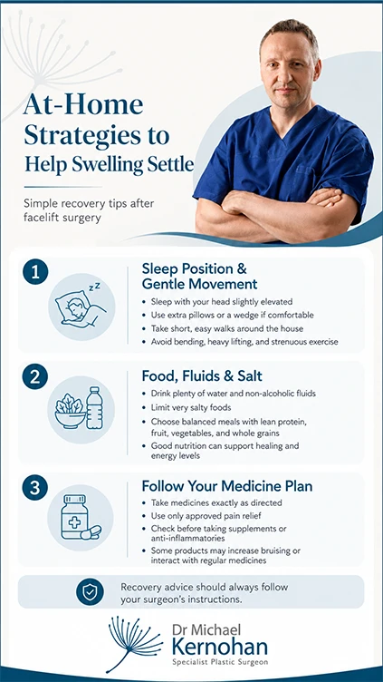 At-home strategies for managing swelling after facelift surgery