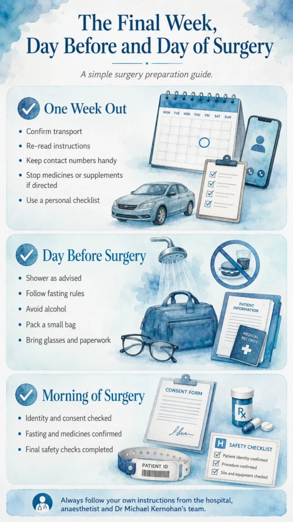 The Final Week Day Before and Day of Surgery
