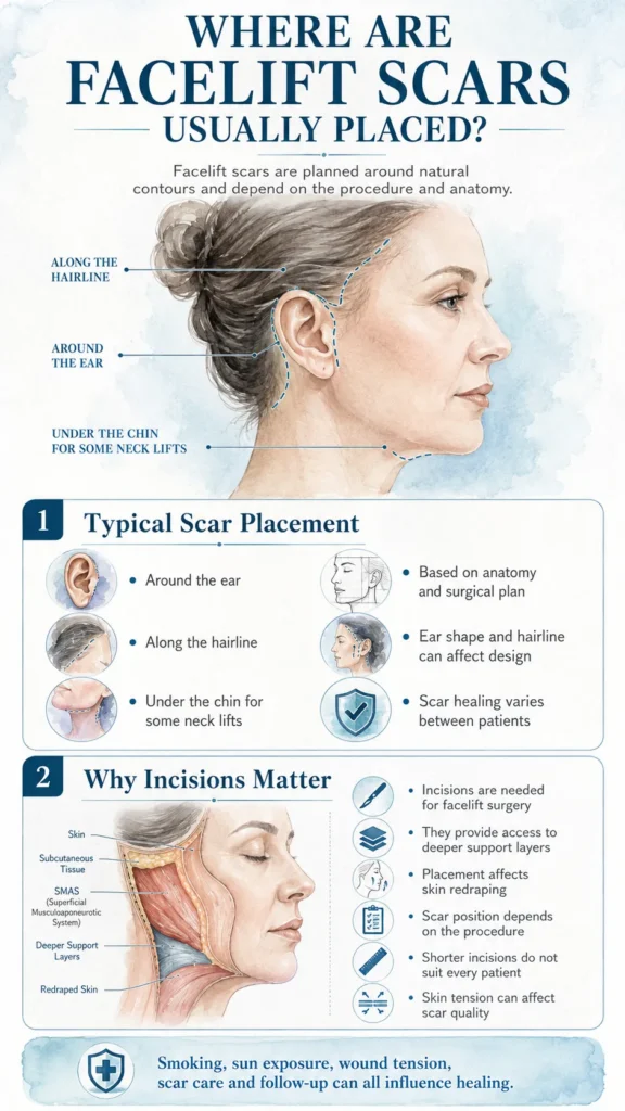 Facelift Scars Placement by Dr Michael Kernohan